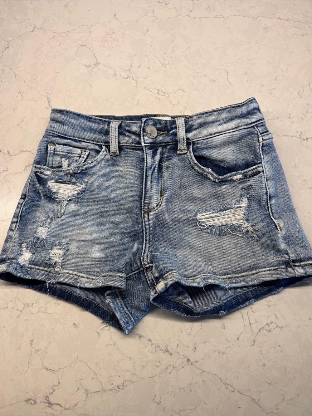 BKE Light Blue Distressed Denim Kids Shorts